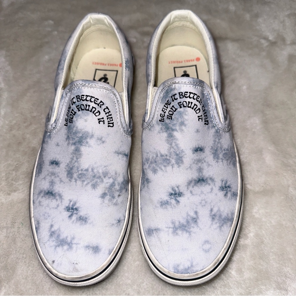 Vans X Park Project White Tie Dye Embroidered Slip On Sneaker Size W7.5 M6